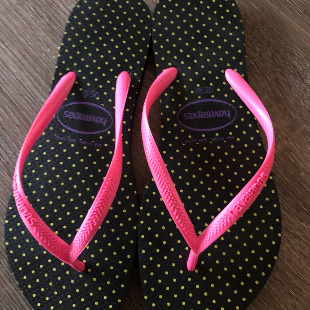 Havaianas black with yellow polka dots New